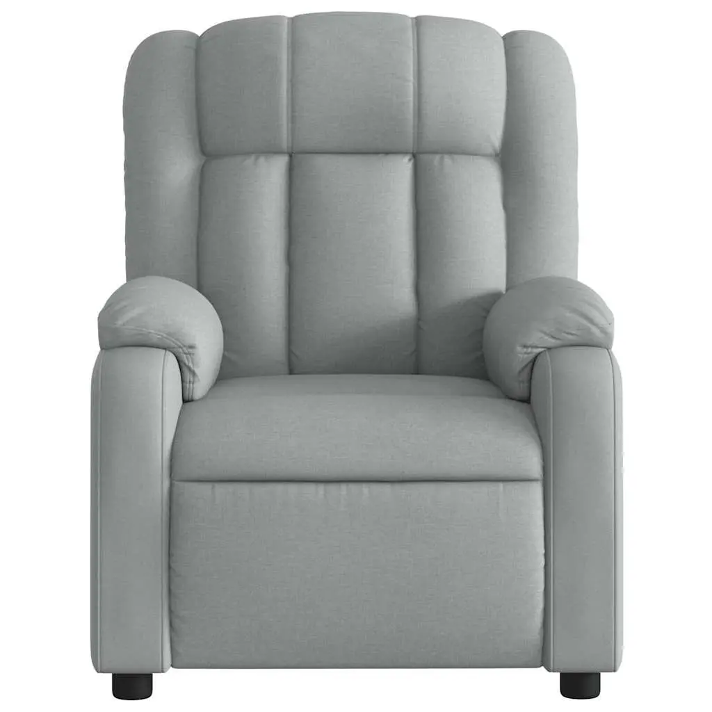 Massage Recliner Chair Light Grey Fabric Manual Recline with Vibration Massage Feature