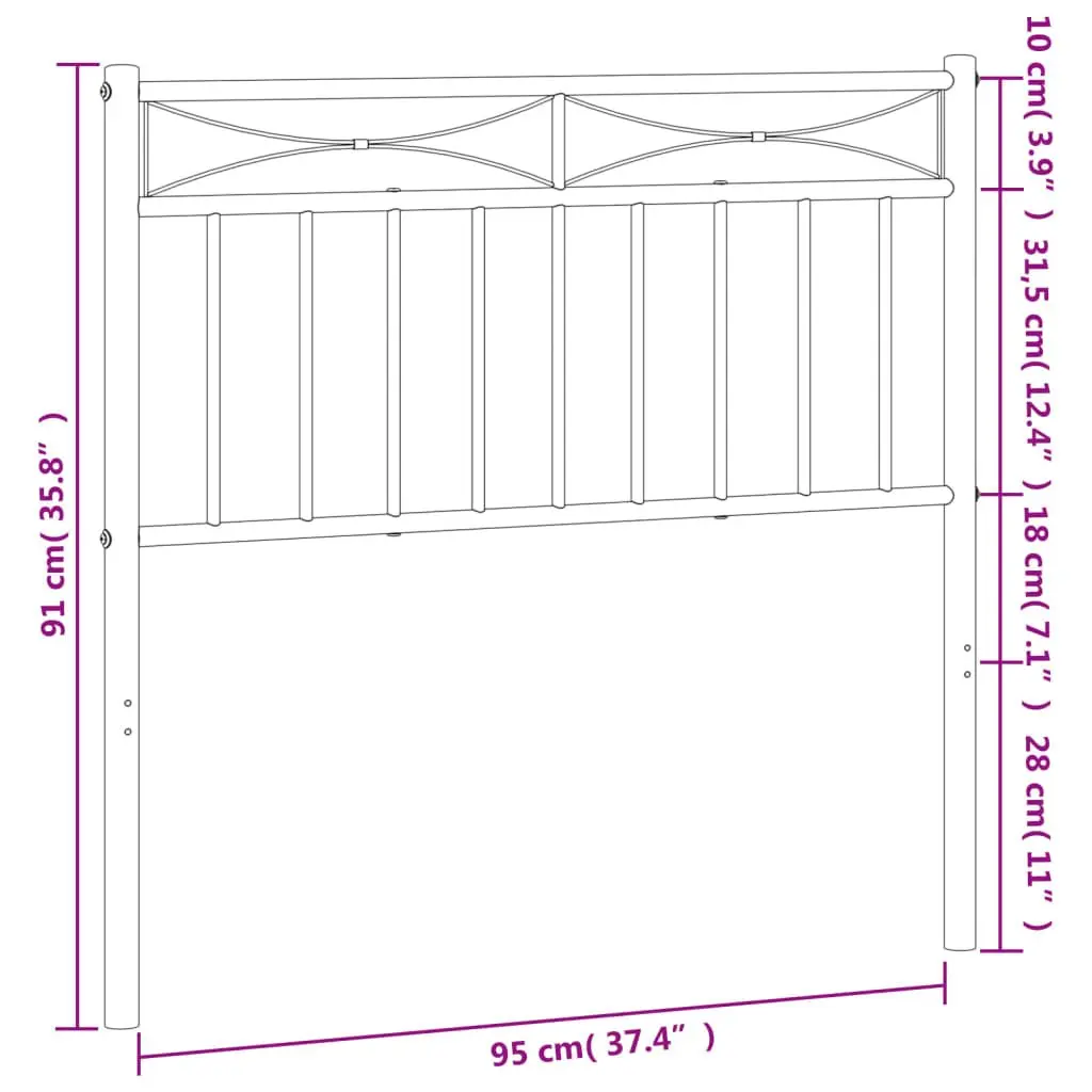 Metal Headboard 90cm Powder-coated Steel Durable Support for Bedroom Furniture