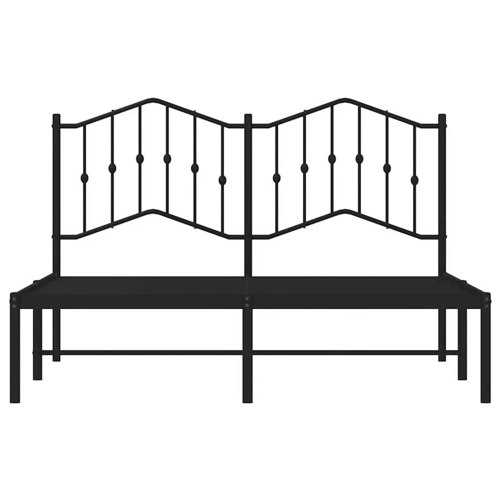 Metal Bed Frame 135x190 cm with Headboard Powder-coated Steel Construction Storage Space