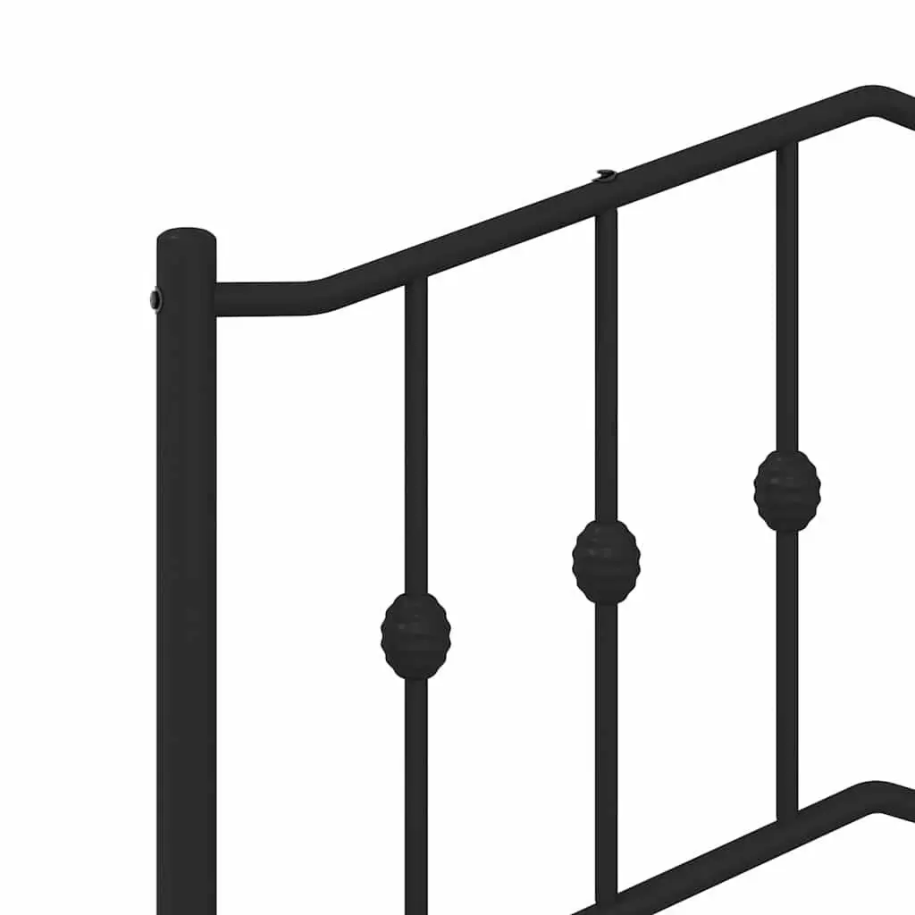 Metal Bed Frame 135x190 cm with Headboard Powder-coated Steel Construction Storage Space