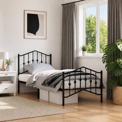 Metal Bed Frame 90x190 cm in Black with Functional Design