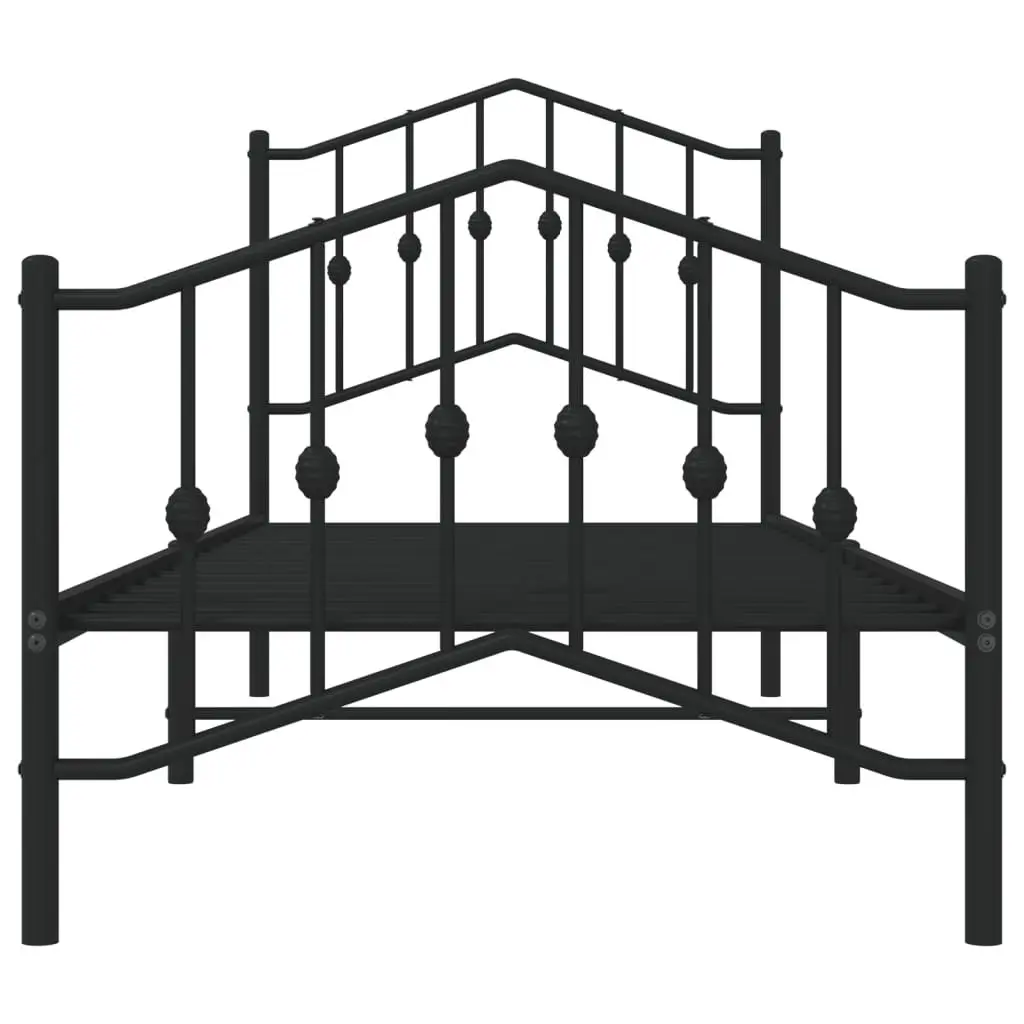Metal Bed Frame 90x190 cm Sturdy Construction with Headboard Footboard Black