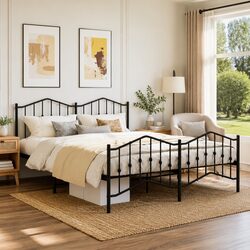Enhance Your Bedroom with a Black Metal King Bed Frame 183x203 cm