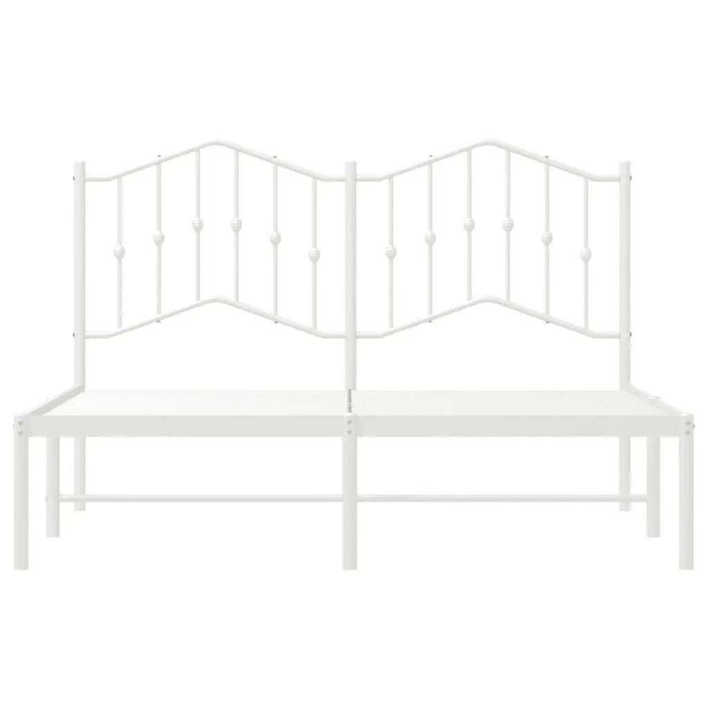 Metal Bed Frame 135x190 cm Powder-Coated Steel Headboard Slatted Base Support