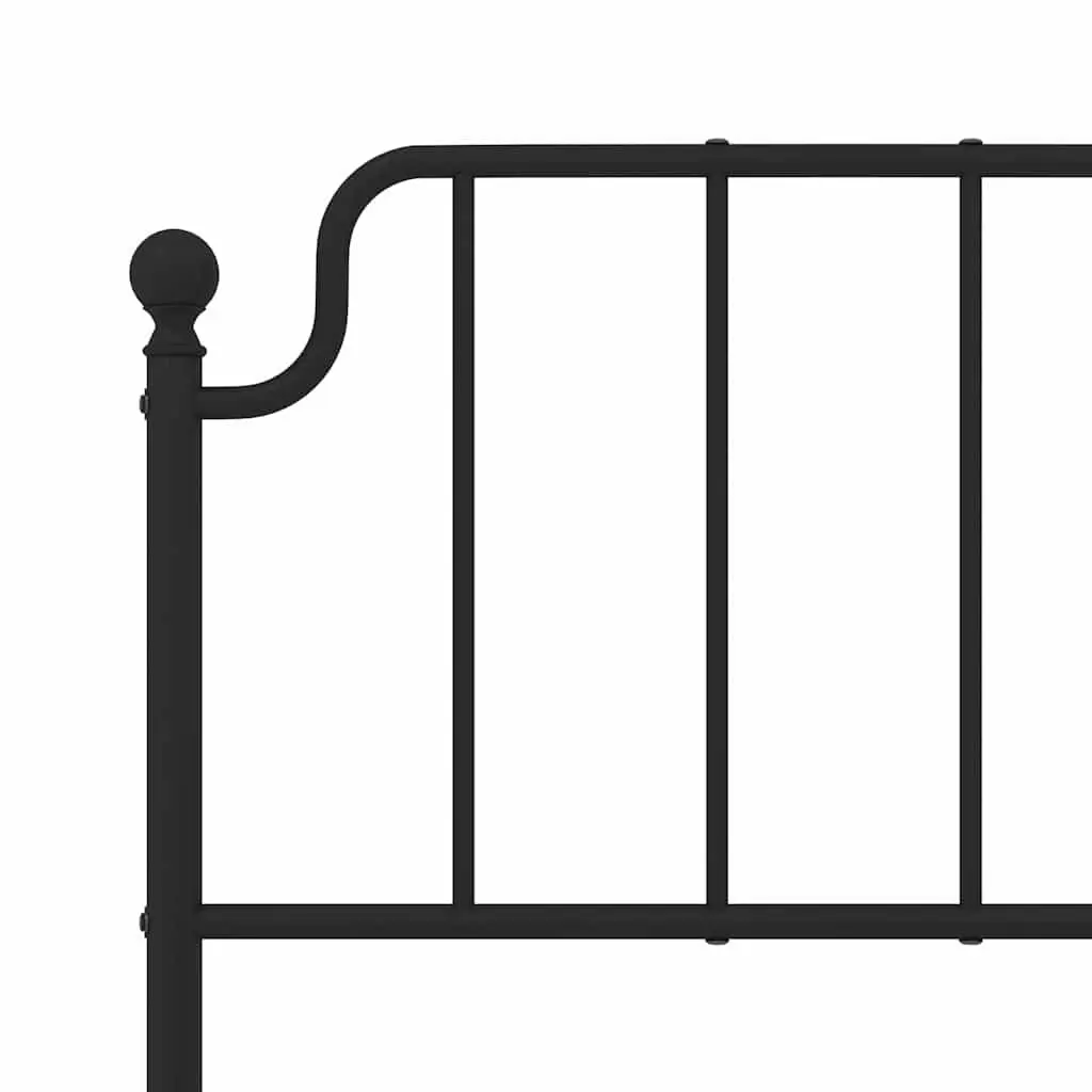 Metal Bed Frame with Footboard and Headboard Black 150x200 cm Bedroom Furniture