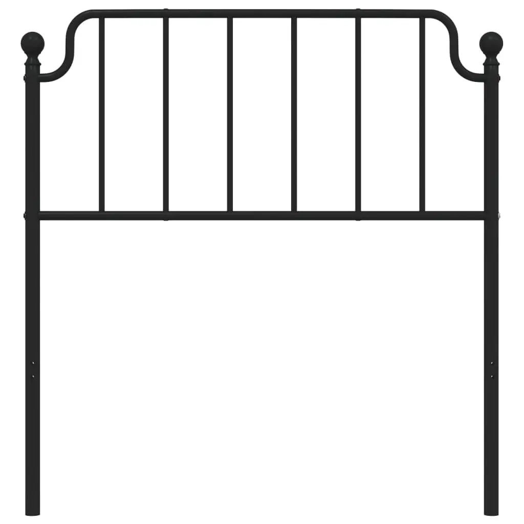 Metal Headboard 90cm Black Powder-coated Steel Bedroom Furniture Round Tube Legs
