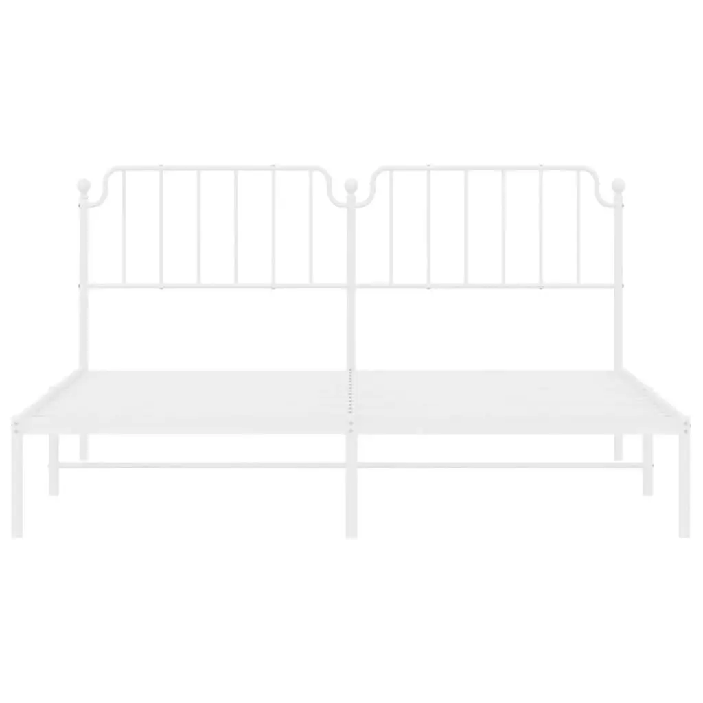 Metal Bed Frame King 183x203 cm Sturdy Powder-coated Steel with Headboard White