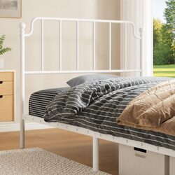 Metal Headboard White 107cm Bed Header Powder Coated Steel Bedroom Furniture