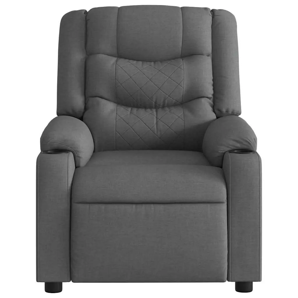 Massage Chair Grey Fabric Manual Recline 6 Point Vibration Armchair Comfort