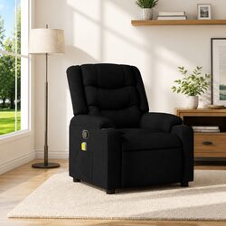 Comfortable Manual Recline Massage Chair in Black Fabric
