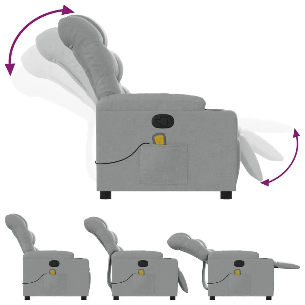 Massage Recliner Chair Grey Fabric Manual Reclining with Vibration Massage Function