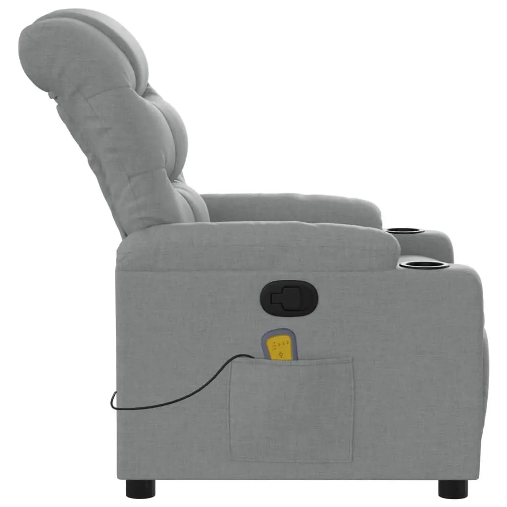 Massage Recliner Chair Grey Fabric Manual Reclining with Vibration Massage Function
