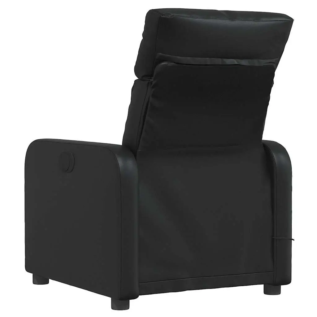 Massage Recliner Chair Black Faux Leather Manual Reclining with 6 Massage Points