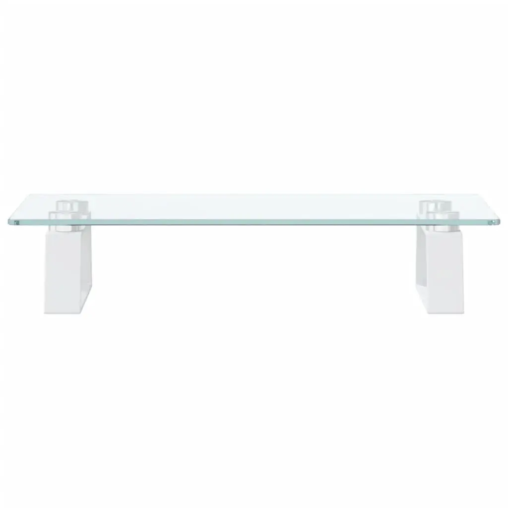 Monitor Stand White Tempered Glass Metal Ergonomic Riser Desk Organiser