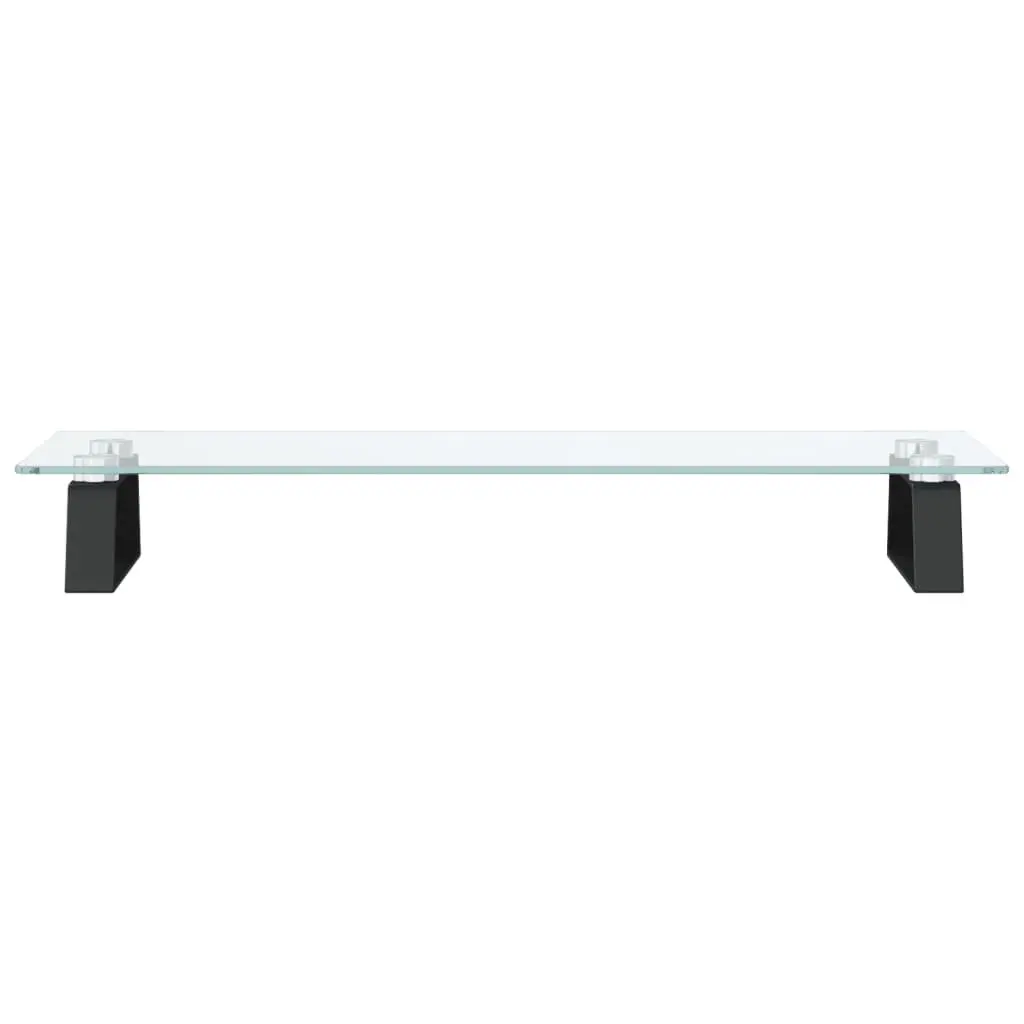 Monitor Stand 60x20x8 cm Black Tempered Glass Metal Ergonomic Riser Desk