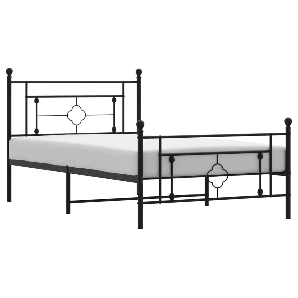 Metal Bed Frame King Single 107x203 cm with Footboard and Under-Bed Storage Space Black