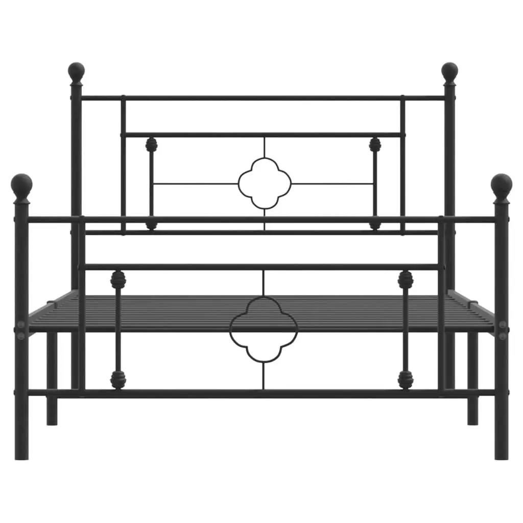 Metal Bed Frame King Single 107x203 cm with Footboard and Under-Bed Storage Space Black