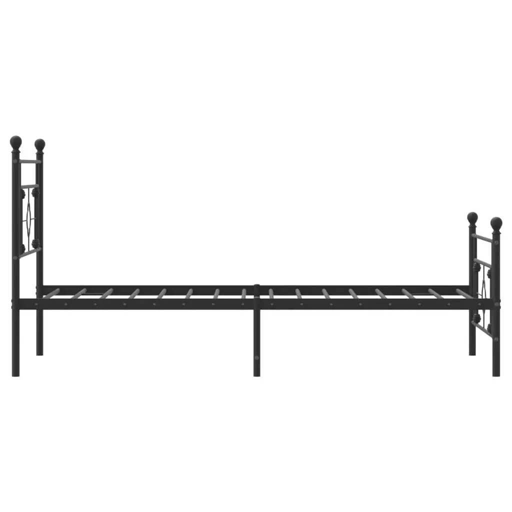 Metal Bed Frame King Single 107x203 cm with Footboard and Under-Bed Storage Space Black