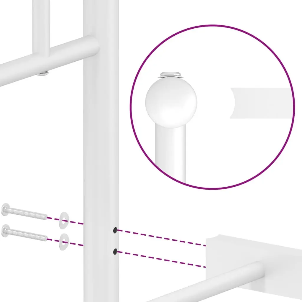Metal Bed Frame King Single 107x203 cm White Powder-Coated Steel Construction with Storage Space Underneath