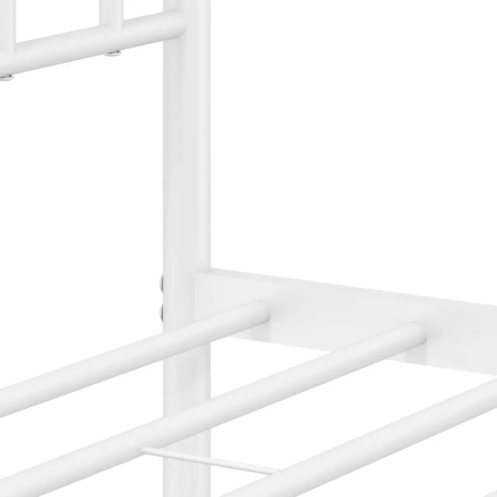 Metal Bed Frame King Single 107x203 cm White Powder-Coated Steel Construction with Storage Space Underneath