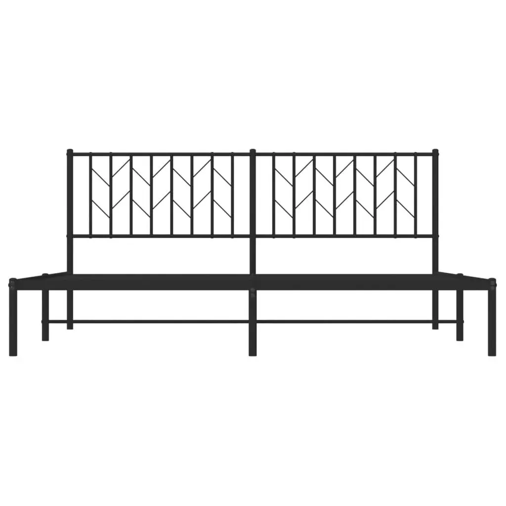 Metal Bed Frame King 183x203cm Black Headboard Slatted Base