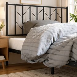 Metal Headboard Black 107 cm Bed Frame Bedroom Furniture Replacement