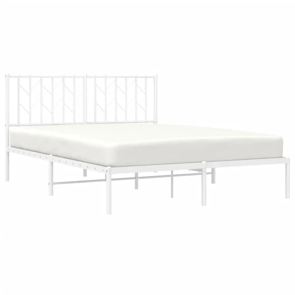 Metal Bed Frame 135x190 cm Sturdy Steel Construction with Headboard and Slatted Base