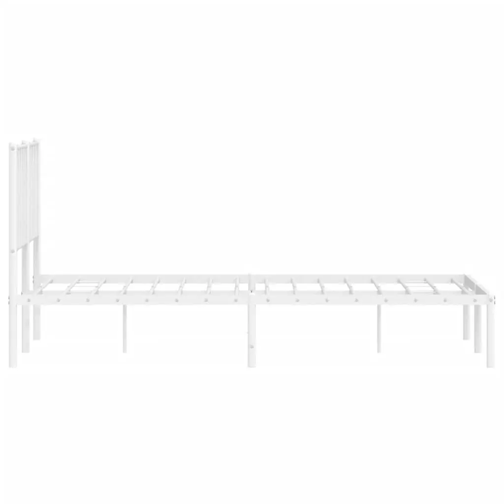 Metal Bed Frame 135x190 cm Sturdy Steel Construction with Headboard and Slatted Base