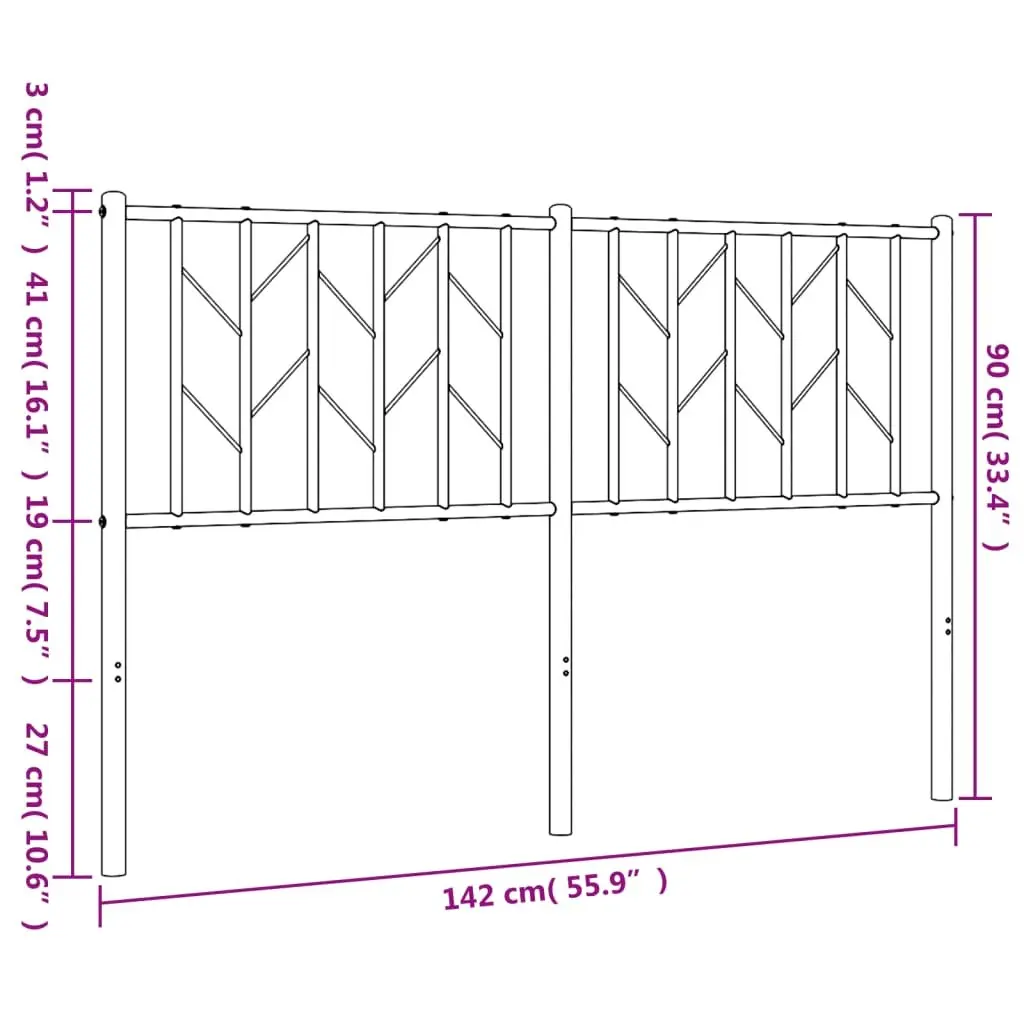 Metal Headboard 135cm White Steel Frame Bedroom Furniture