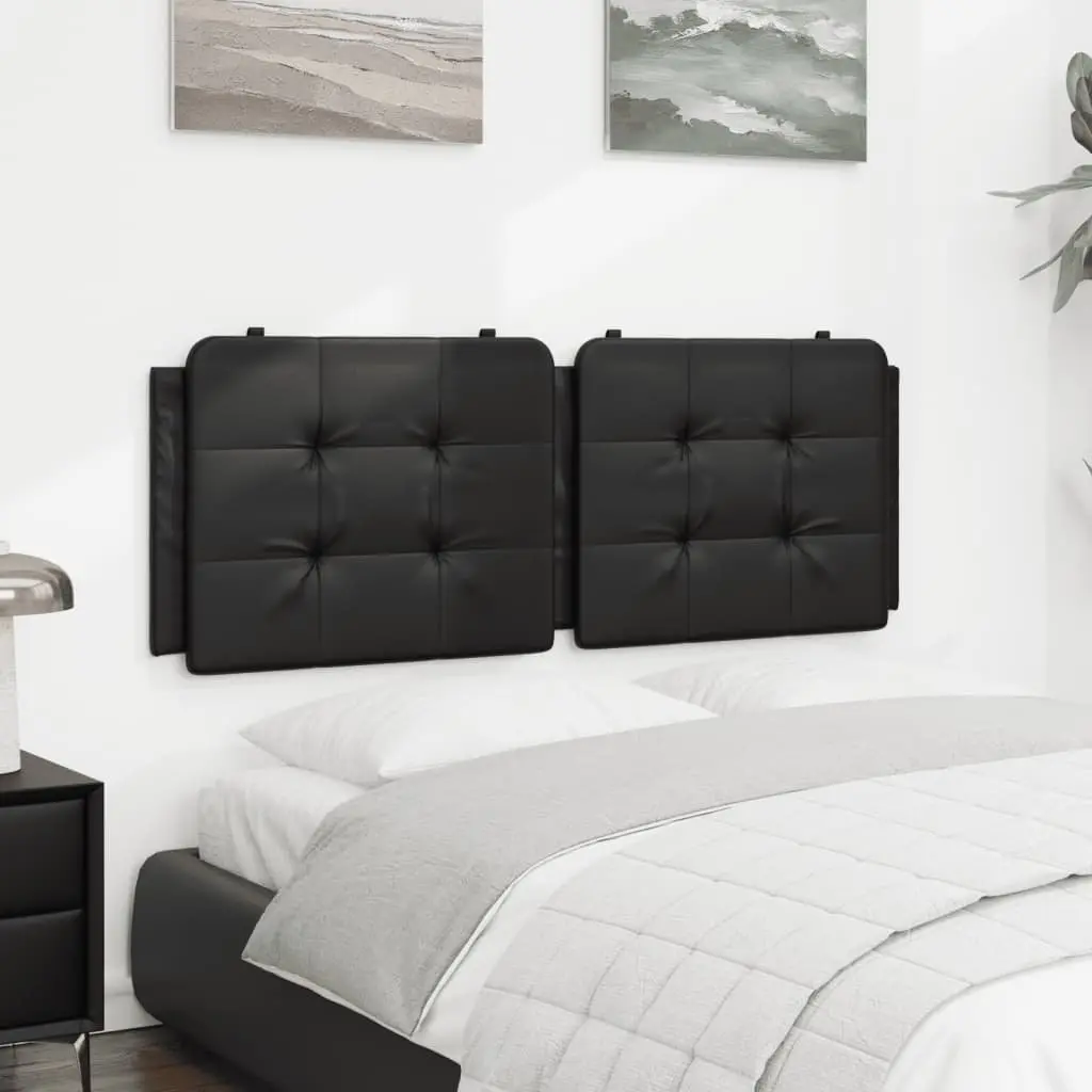 Headboard Cushion 137cm Black Faux Leather Foam Padded Wall Mounted