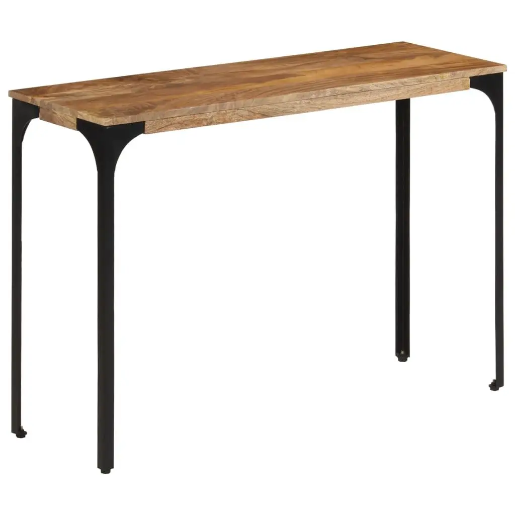 Console Table Brown Solid Wood Mango Iron Feet Compact Accent Display