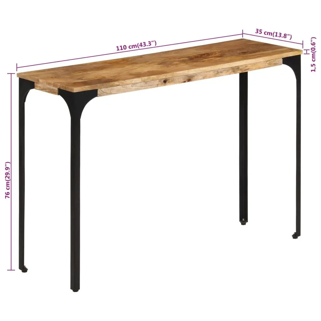 Console Table Brown Solid Wood Mango Iron Feet Compact Accent Display