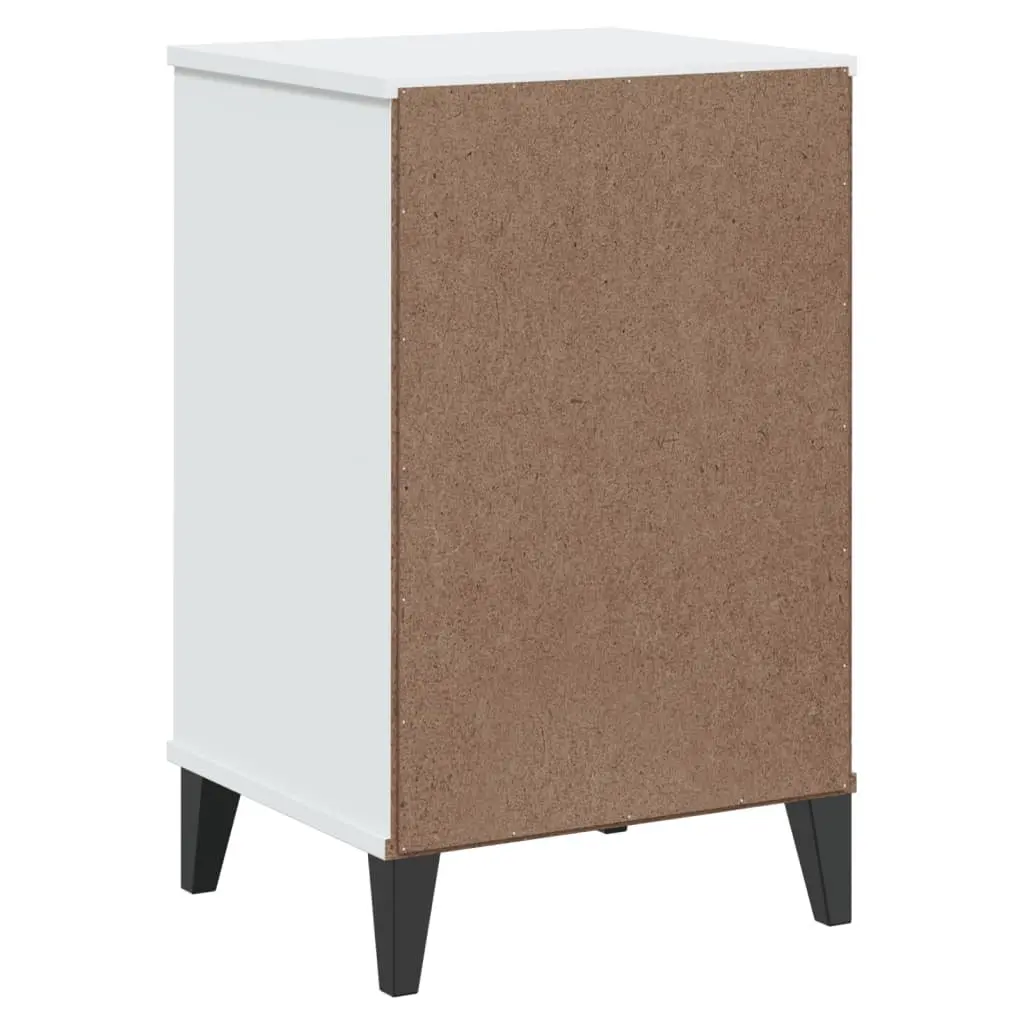 White Engineered Wood Bedside Table with Storage for Bedroom and Living Room