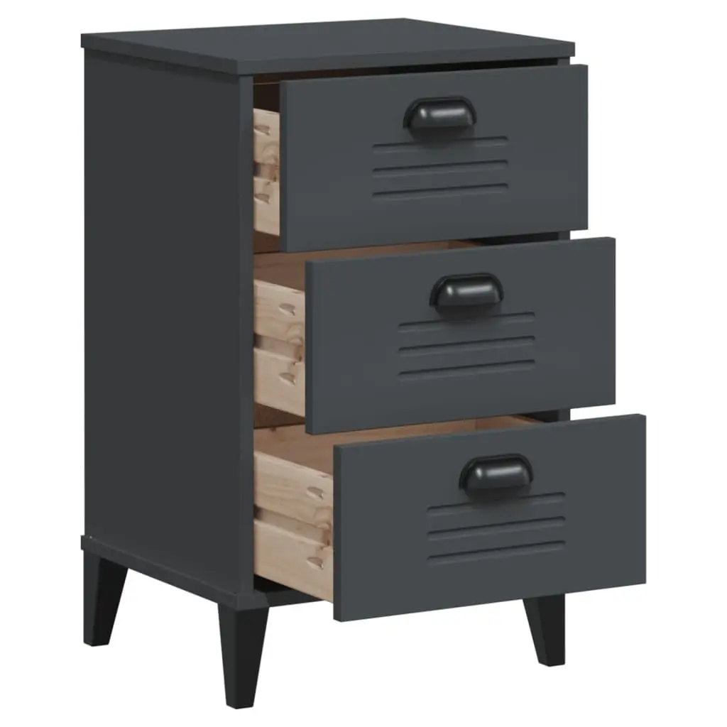 Bedside Cabinet Nightstand Storage Table Engineered Wood Anthracite Grey Bedroom