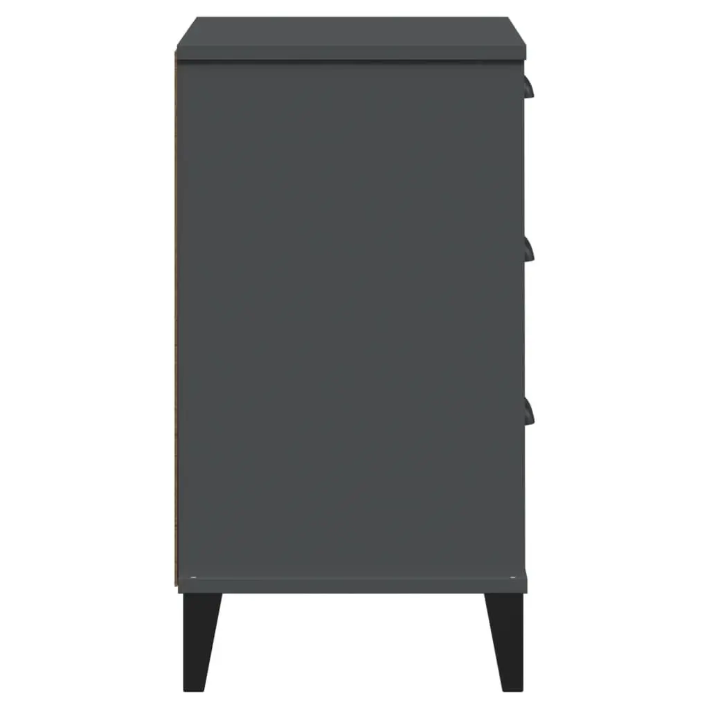 Bedside Cabinet Nightstand Storage Table Engineered Wood Anthracite Grey Bedroom