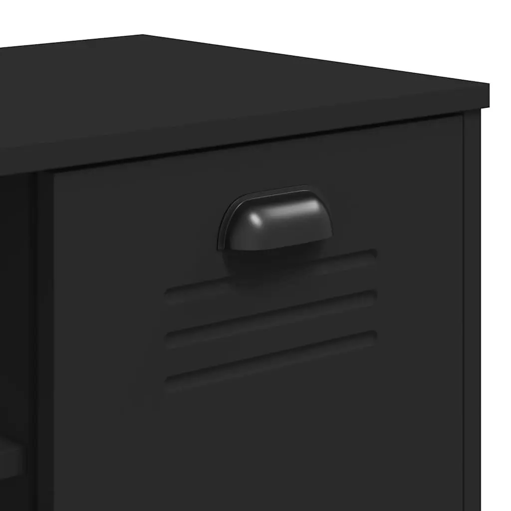 Shoe Bench Storage Organiser Cabinet Industrial Design Black Engineered Wood