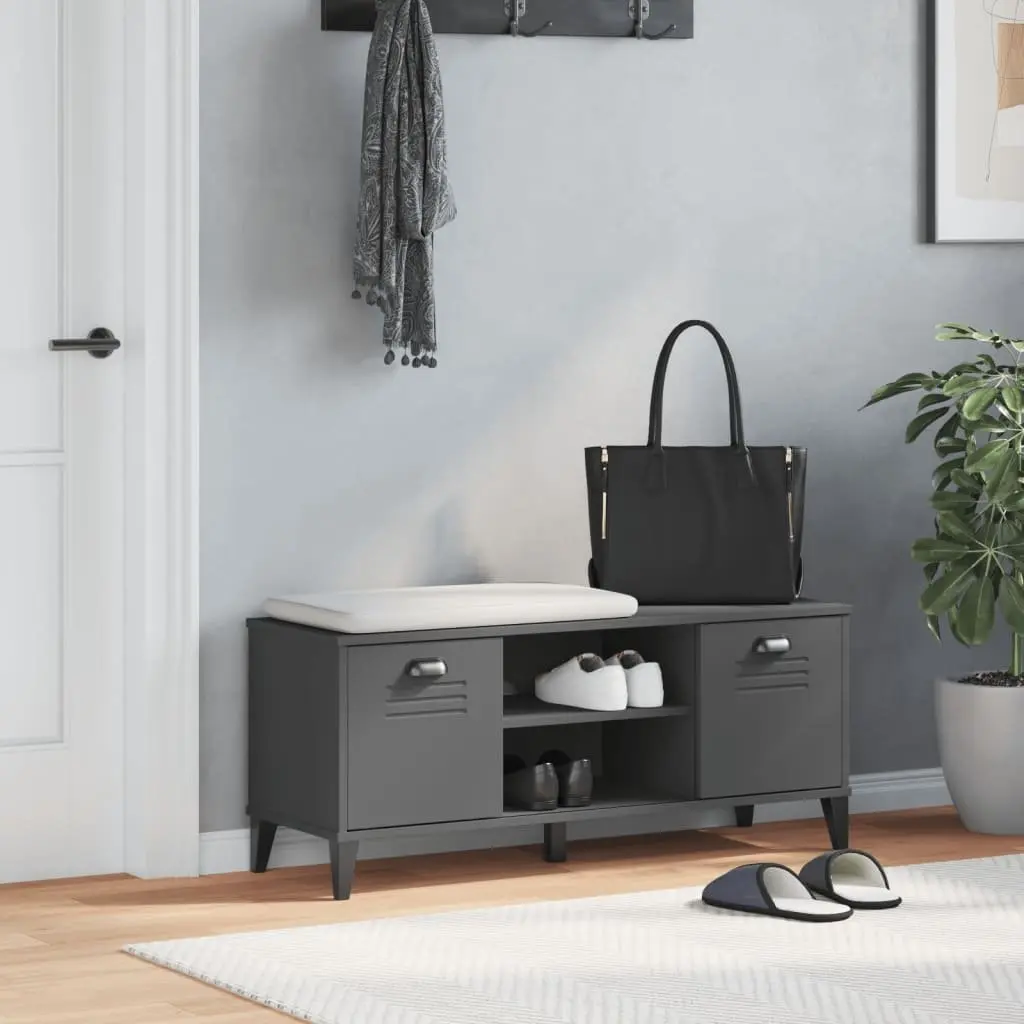 Shoe Bench Anthracite Grey Engineered Wood Storage Rack Organiser Entryway
