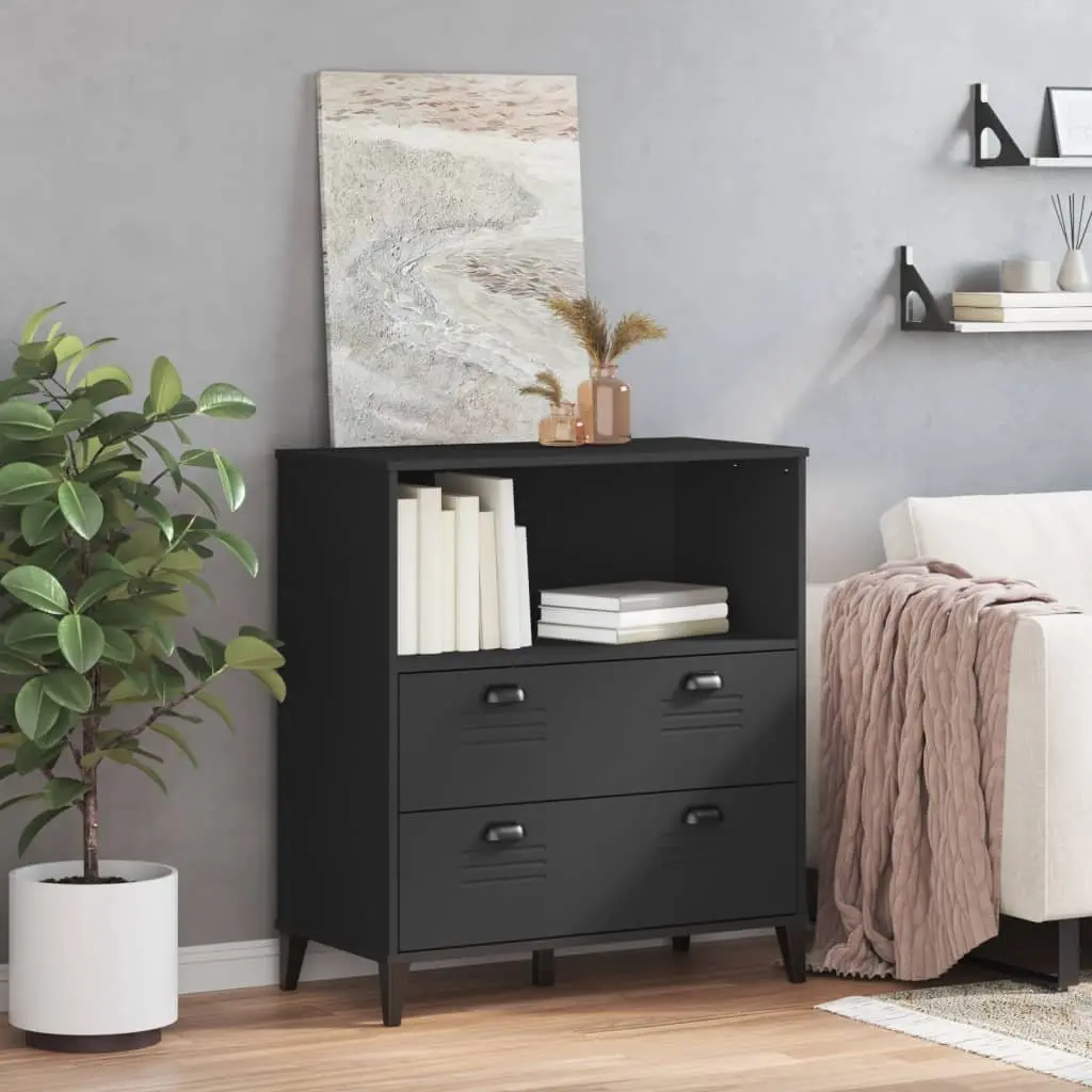 Industrial Bookcase 80x40x90cm Engineered Wood Storage Cabinet Black