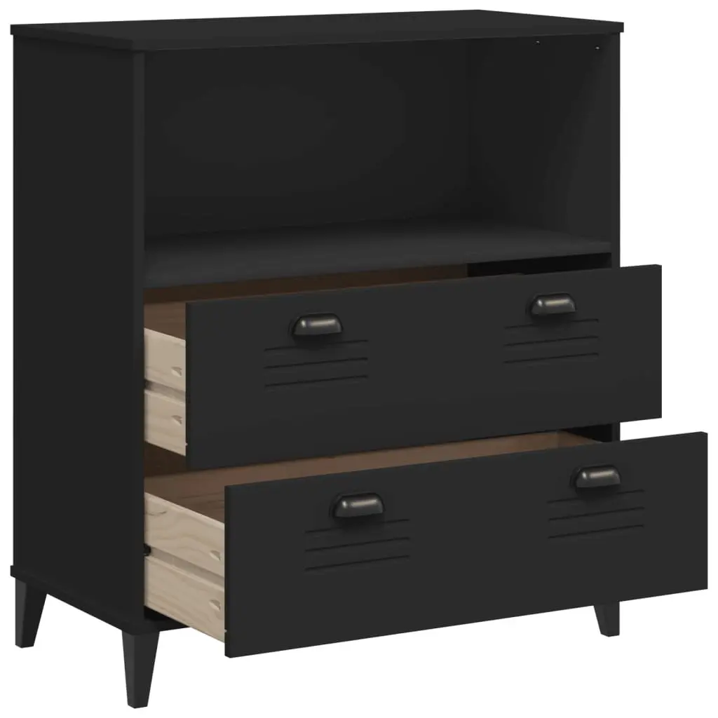 Industrial Bookcase 80x40x90cm Engineered Wood Storage Cabinet Black
