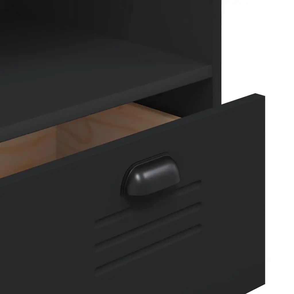 Industrial Bookcase 80x40x90cm Engineered Wood Storage Cabinet Black