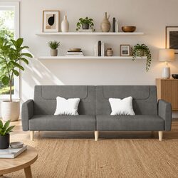 Enhance Your Space with This Grey 2-Seater Sofa Bed
