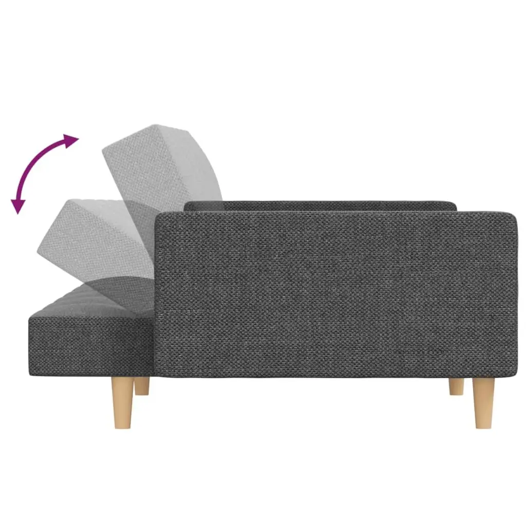 2-Seater Sofa Bed Light Grey Fabric Convertible Day Bed with Pillows