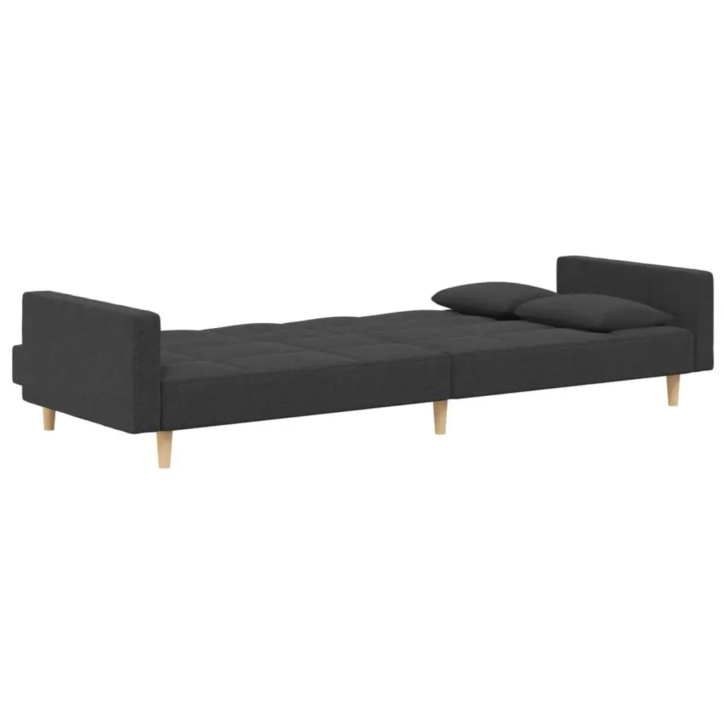 2-Seater Sofa Bed Grey Fabric Convertible Day Bed with Adjustable Backrests