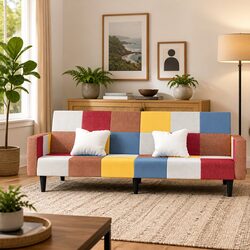 2-Seater Sofa Bed Fabric Convertible Day Bed Guest Bedroom Living Room Furniture