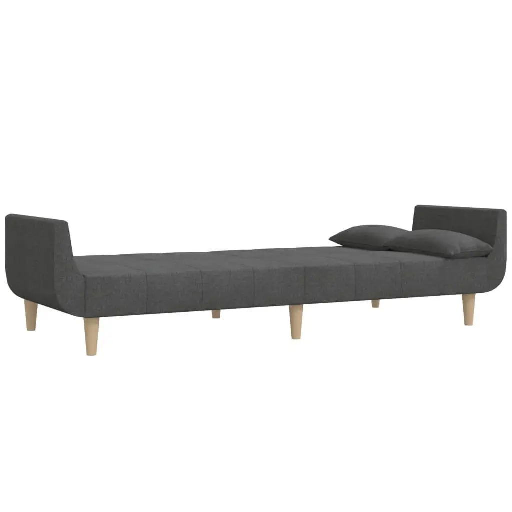 Convertible Sofa Bed 2-Seater Grey Fabric with Pillows Soft Breathable Upholstery