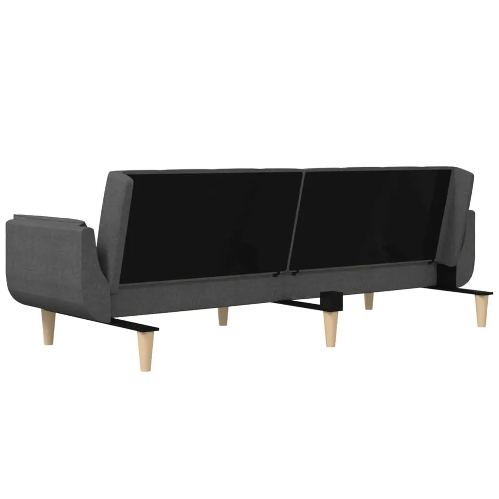 Convertible Sofa Bed 2-Seater Grey Fabric with Pillows Soft Breathable Upholstery
