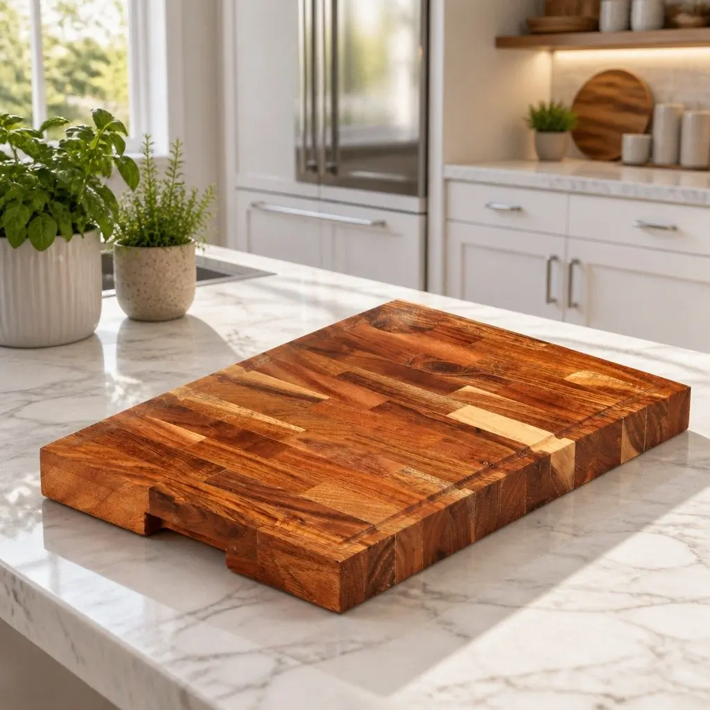 Solid Wood Chopping Board 42x30x4 cm Acacia Kitchen Cutting Serving Cheese