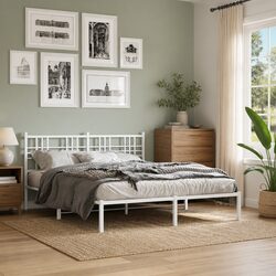 Enhance Your Bedroom with a White Metal Bed Frame 150x200 cm