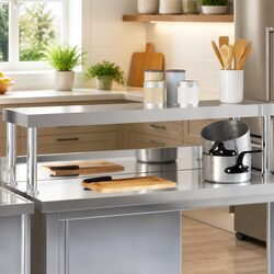 Stainless Steel Work Table Overshelf Mounted Prep Kitchen Storage Workspace