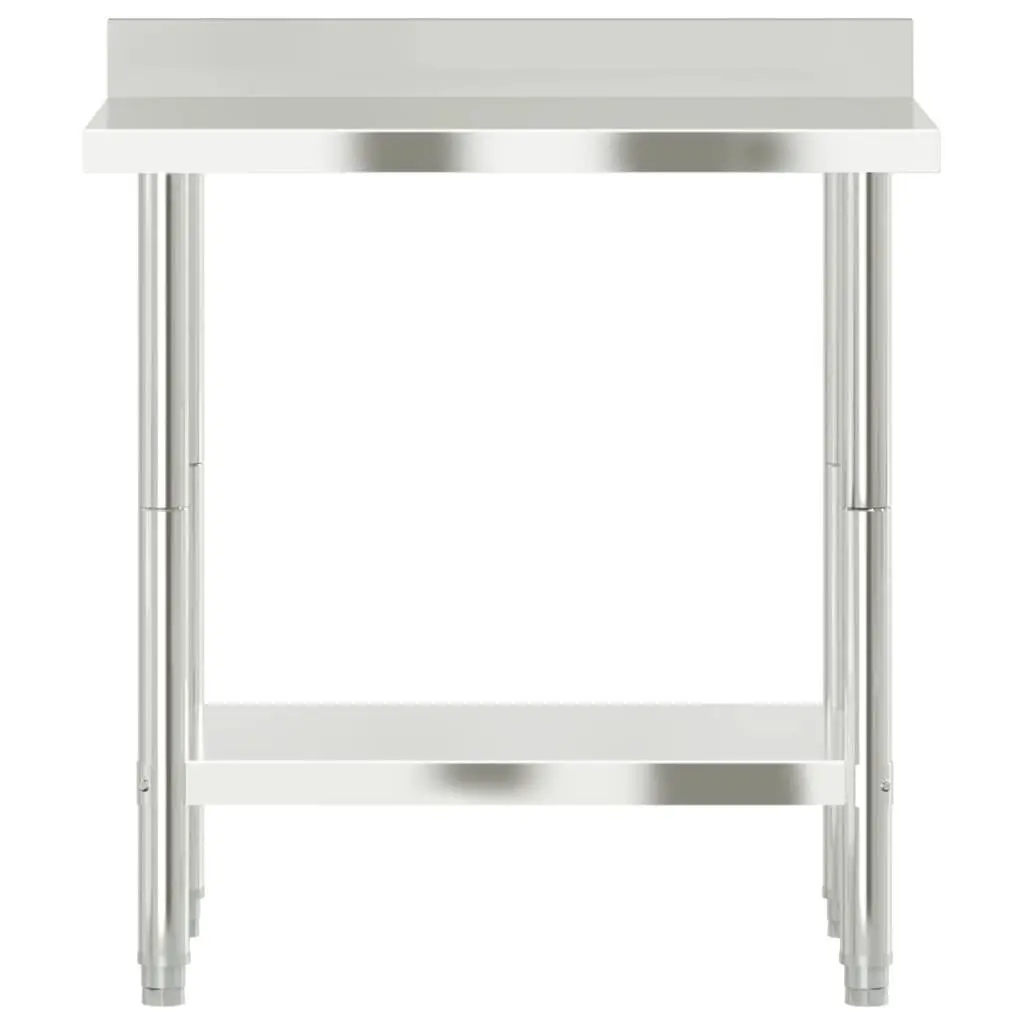 Stainless Steel Kitchen Work Table 82.5 x 55 x 93 cm with Backsplash and Bottom Shelf for Food Prep